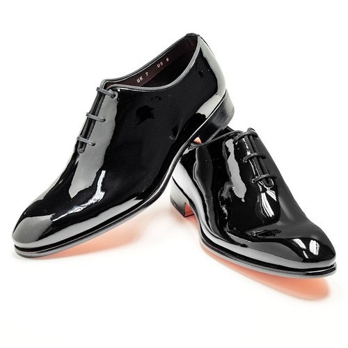 Santoni Tuxedo Shoe IN Black Patent 