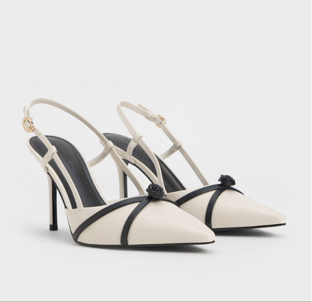 Charles Keith Women’s US Rose Pointed-Toe Slingback Pumps Black  CK1-60280439