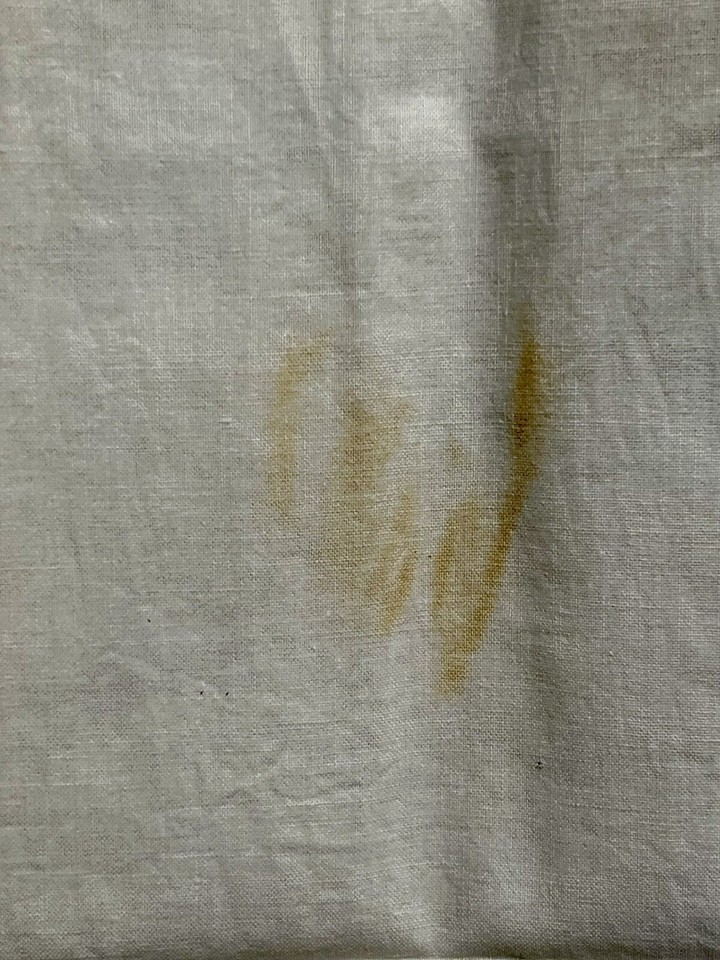 VTG Cotton Pillowcase Set/2 Yellow Flowers Rust Trim Stains