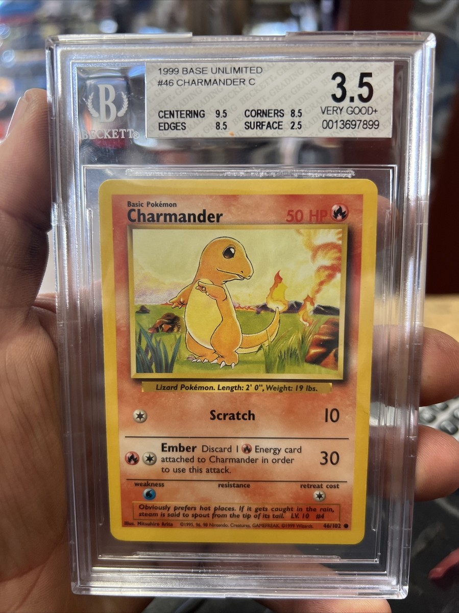 Pokemon Cards 1999 Base Set Unlimited Charmander 46/102 BGS 3.5