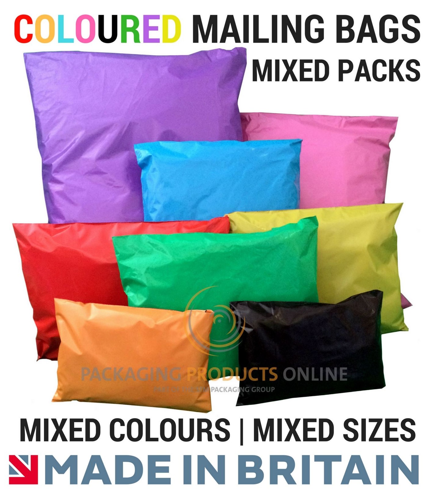 Coloured Mailing Postage Bags MIXED PACK Postal Poly Self Seal