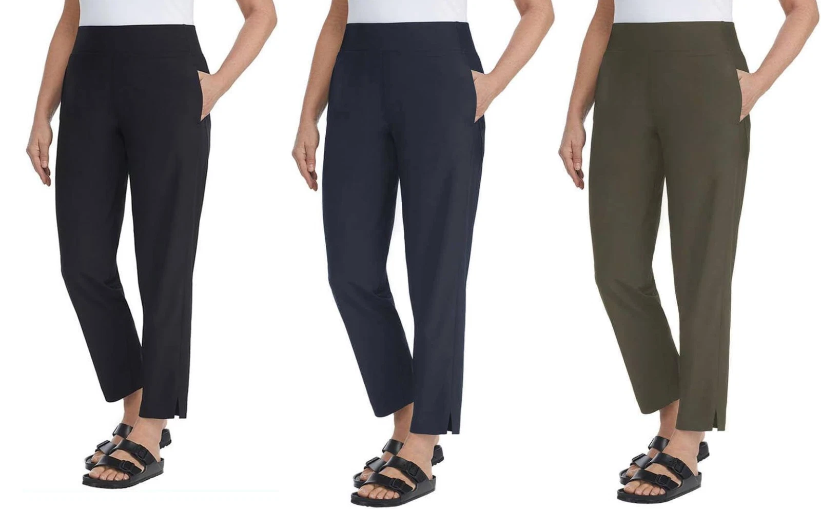 NWT Kirkland Signature Women's Ankle Pants Black Blue Green XS-2X $50 10HL231