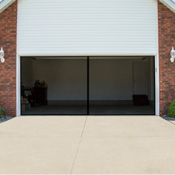 2 Car Garage Door Screen Enclosure Bug Net Magnetic 16.5 x 7.5 Ft Nylon Mesh