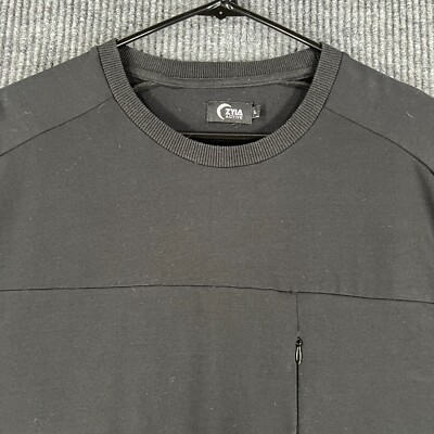ZYIA Sweatshirt Mens Large Black Long Sleeve Workout Casual Gym Lifting Yoga