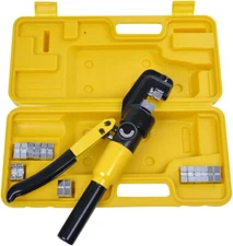 10 Ton Hydraulic Wire Crimper Battery Cable Lug Terminal Crimping Tool with 9 Di