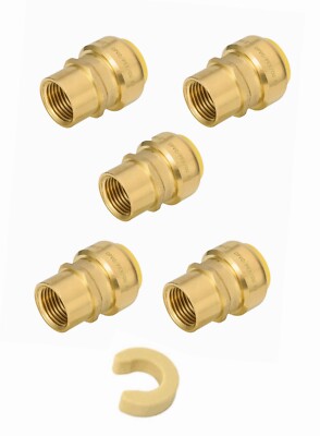 5 PCS EFIELD PUSH FIT 3/4''X 1/2'' FEMALE ADAPTERS FITTINGS &CLIP, LEAD FREE