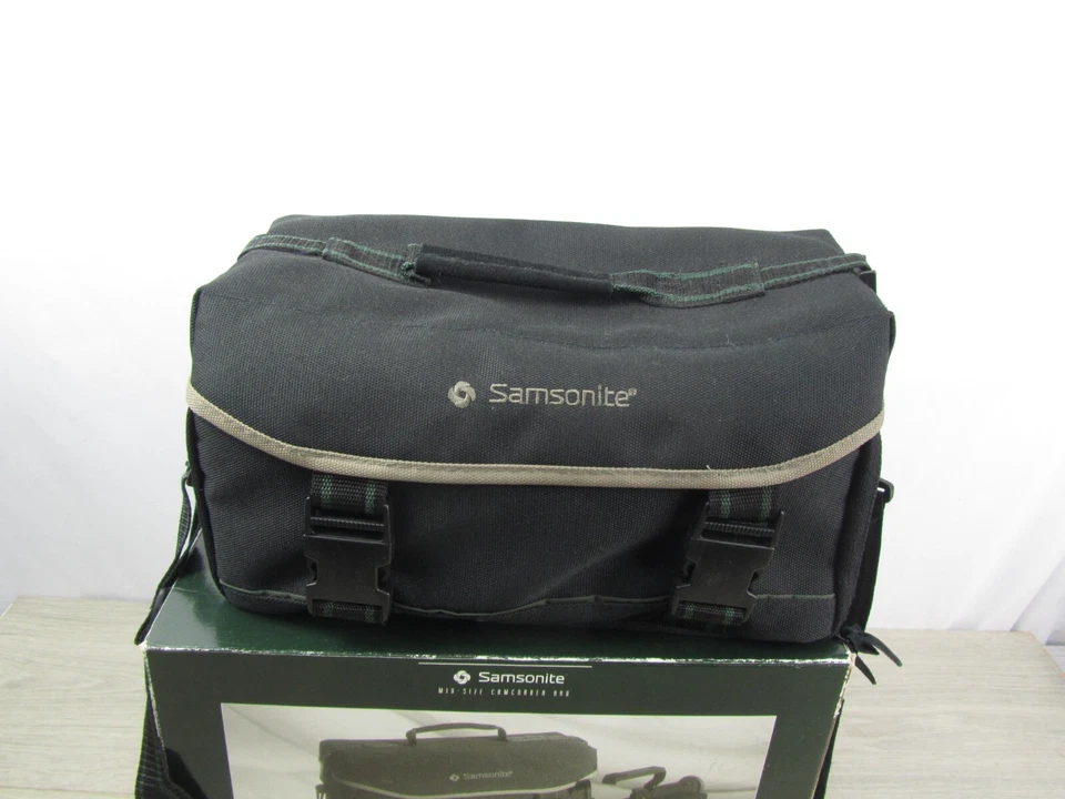 Samsonite Cámara Videocámara Bolso Tamaño Mediano Negro Acolchado 4 Bolsillos Con Caja Nuevo, De Colección Foto 3 de 4