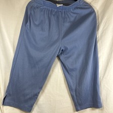 Vintage Medium Blue Stretch Waste Capri Pant Two Pockets Roaman s Size Small