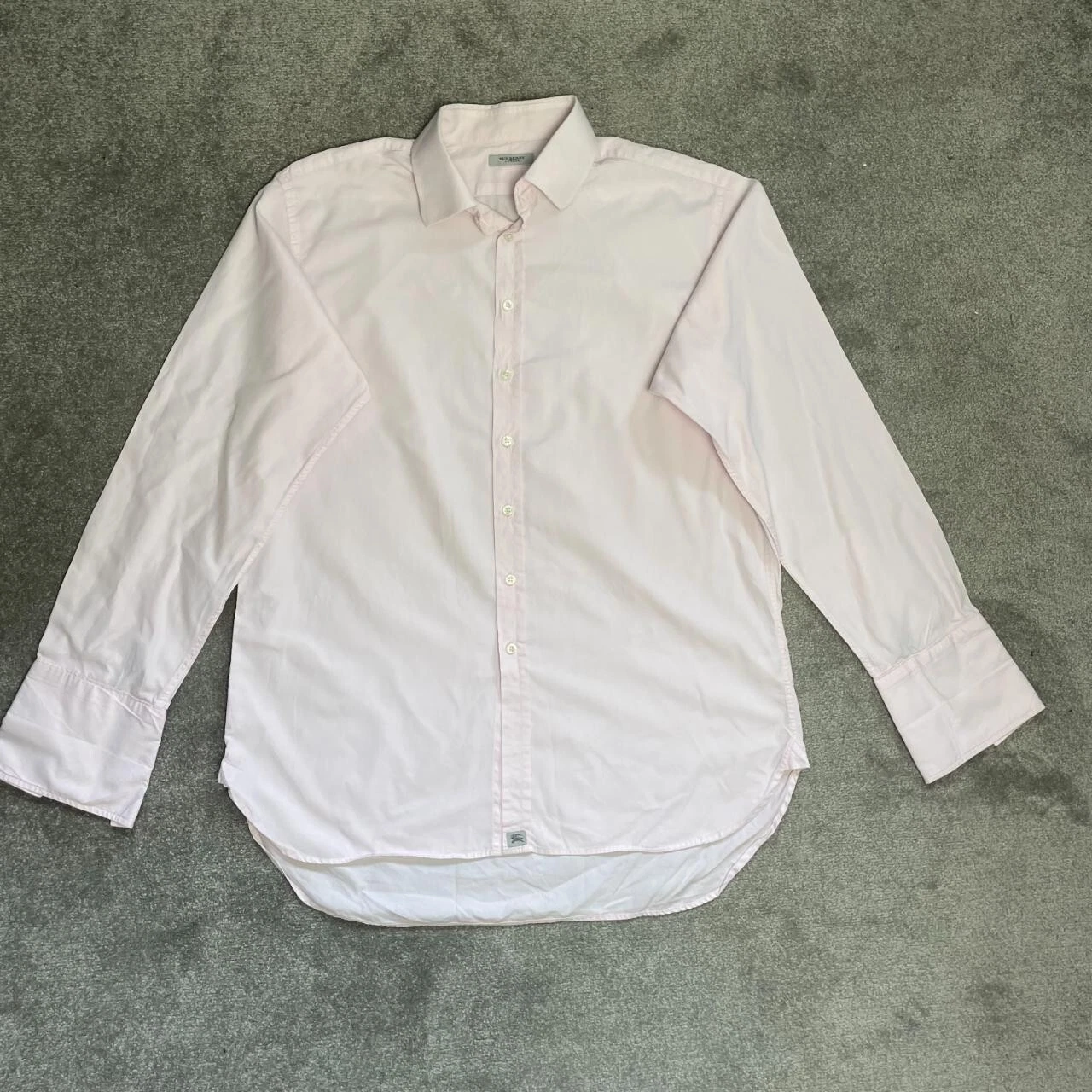 Camicia uomo Burberry London rosa formale 100% cotone manica lunga taglia large 16 5