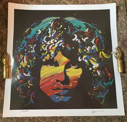Seltene KAT signierte limitierte Auflage 146/650 "Jim Morrison" LE 20x20 Lithographie (PA) - Bild 2 von 5