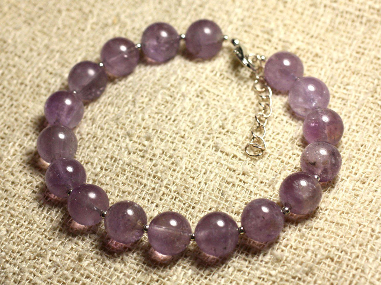Bracelet Améthyste Lavande 10mm Argent 925 contre le stress quotidien