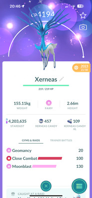 Level 50 glänzende Xerneas für Master League (2 ZÜGE) Pokémon Go