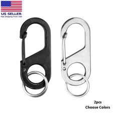 2pc Stainless Steel Carabiner Key Chain Clip Snap Hook Quickdraw Camping Keyring
