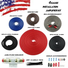 Red 4 AWG Gauge Amplifier Installation Wiring Complete Kit + RCA Interconnect US