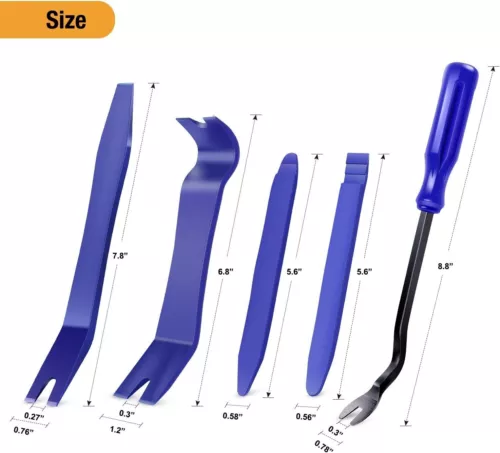 Plastic Trim Removal Pry Tool Set for Car Radio Panel Door Dash Clip Fasteners - Foto 6 di 15