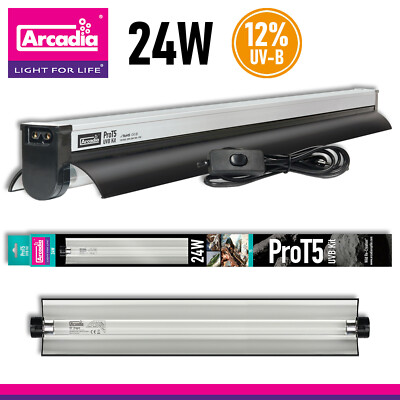 Arcadia Pro T5 UVB Kit 24 Watt Reptile Lamp 12% UV-B
