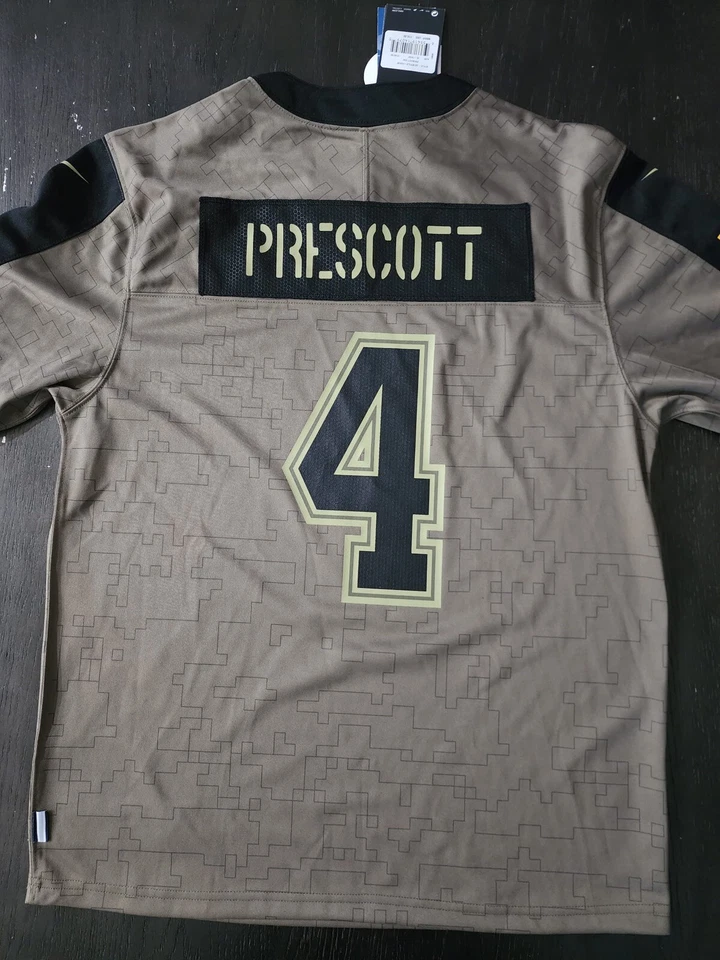 Nueva camiseta limitada Salute To Service de los Dallas Cowboys Dak Prescott #4 2021 juvenil Foto 2 de 2
