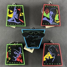 Lot of 5: BATMAN FOREVER Applause Key Chains Full Set (1995 DC Comics) Keychains