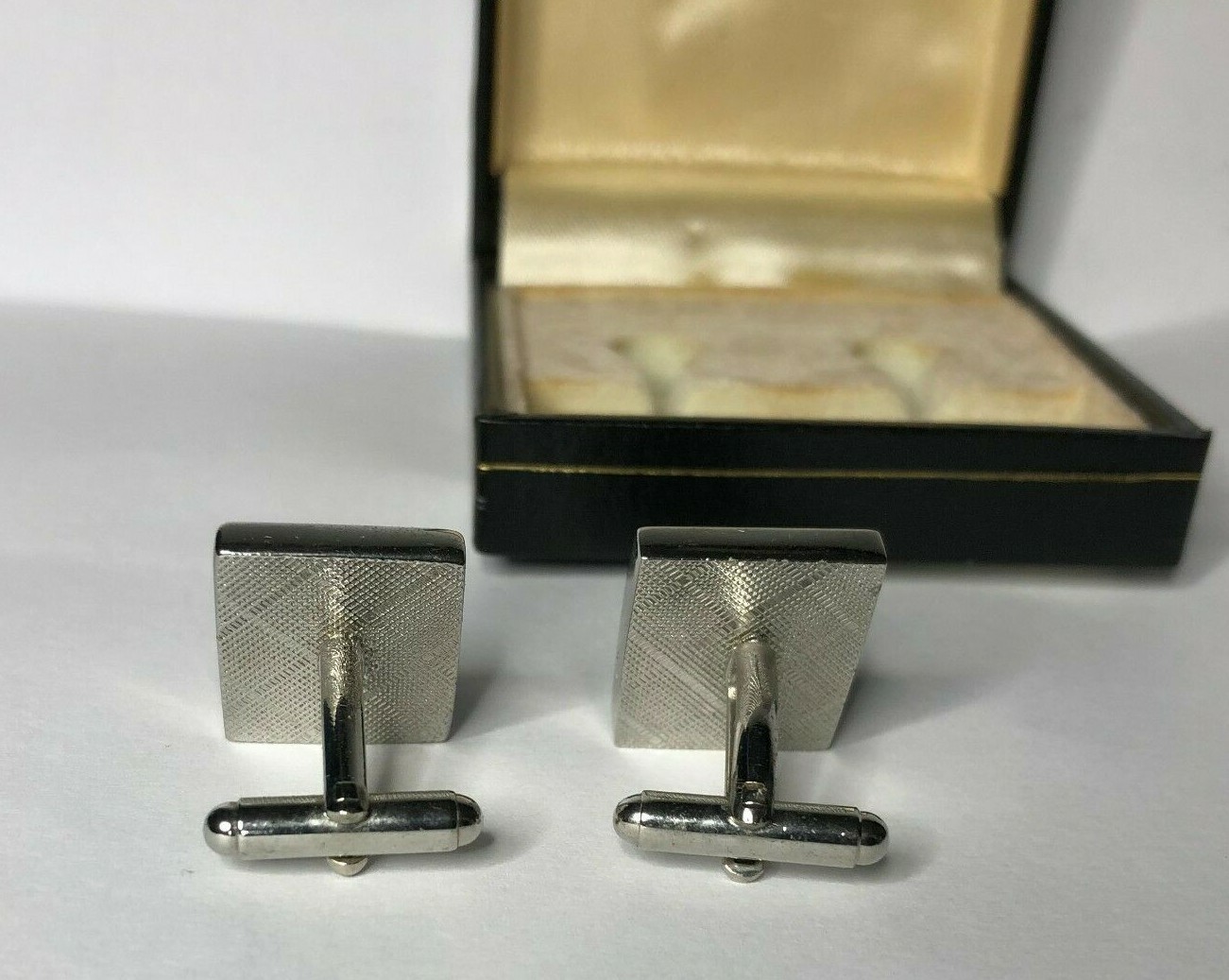 Vintage Stratton Chrome Rectangular Cufflinks Bix… - image 4