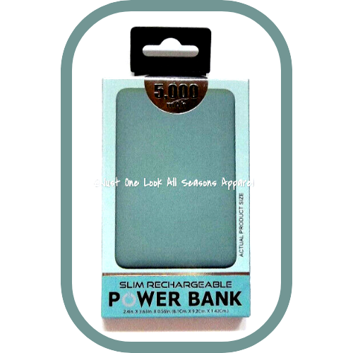 5000mAh Rechargeable Blue Power Bank for On-the-Go Charging