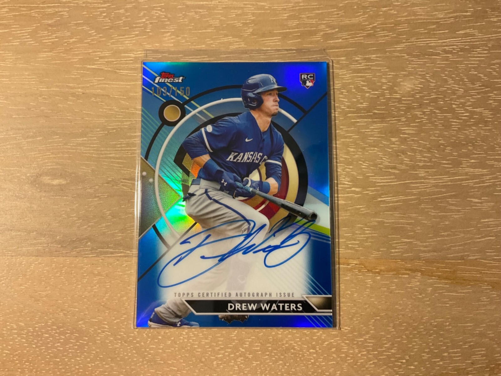 2023 Topps Finest Baseball Drew Waters Blue Refractor Rookie Auto 103/150 SP