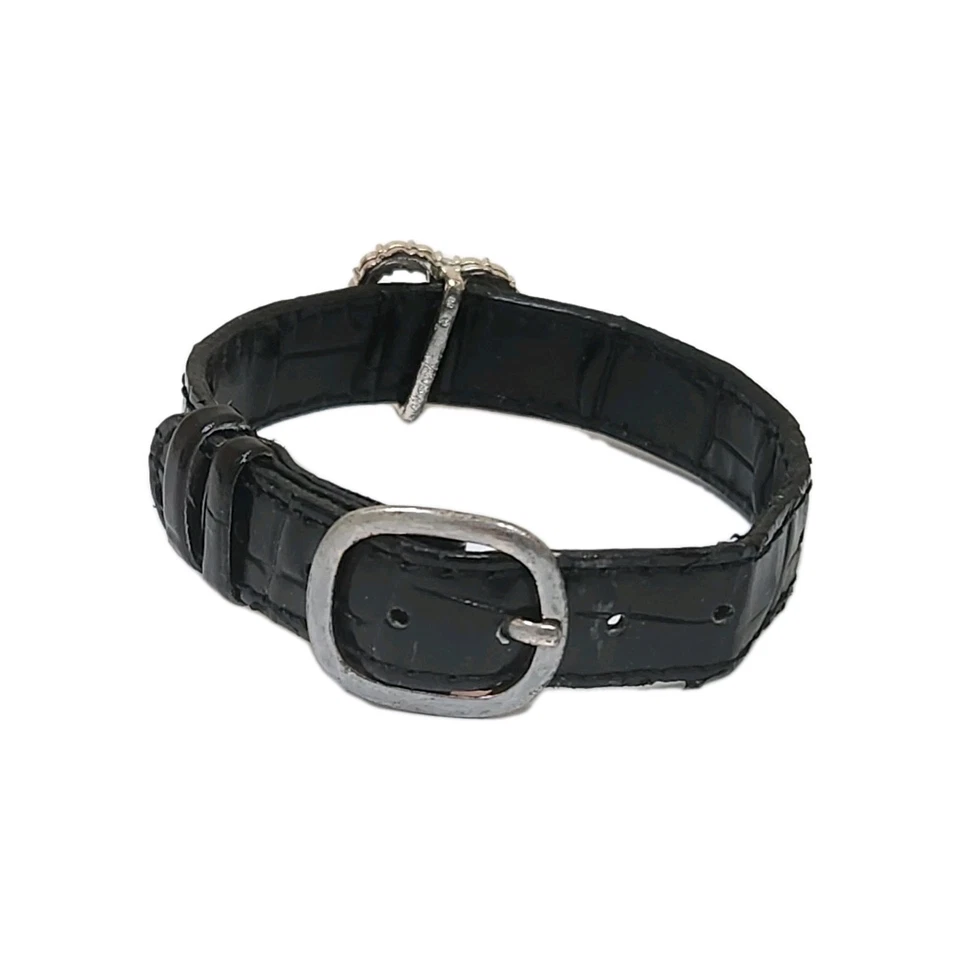 Avon Nina Ricci Black Bracelet Faux Leather Heart Rhinestone Charm Bracelets - Image 3 of 4