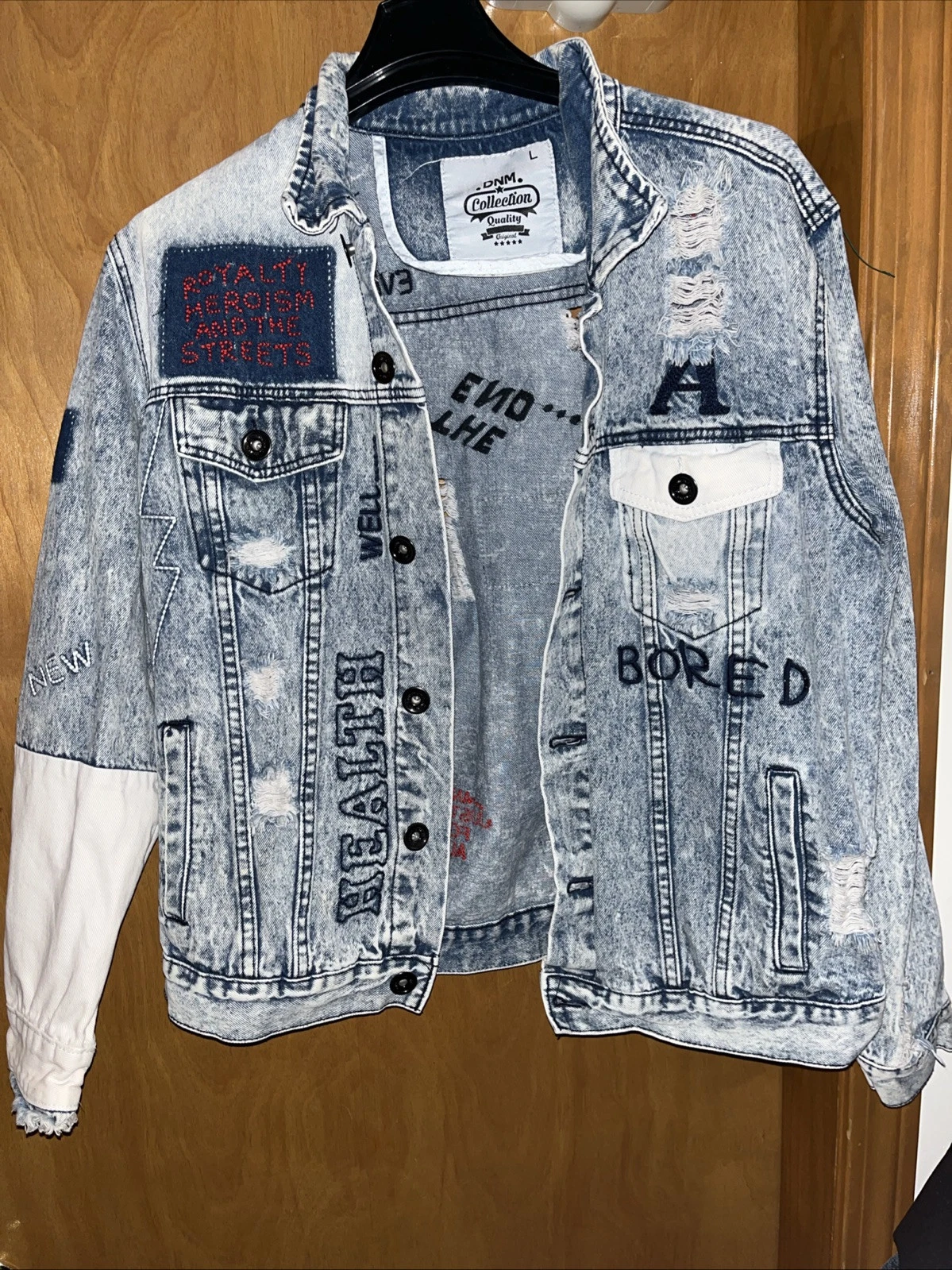 DNM COLLECTION MEN GRAFFITI JEAN BLUE JACKET LARGE (B76)