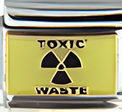 Toxic Waste Warning Symbol Italian Charm Yellow Enamel 9mm Bracelet Novelty
