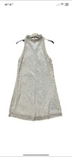 River Island Sequin Dress White High Neck Sleeveless Lined Size 10 Ex/Condition