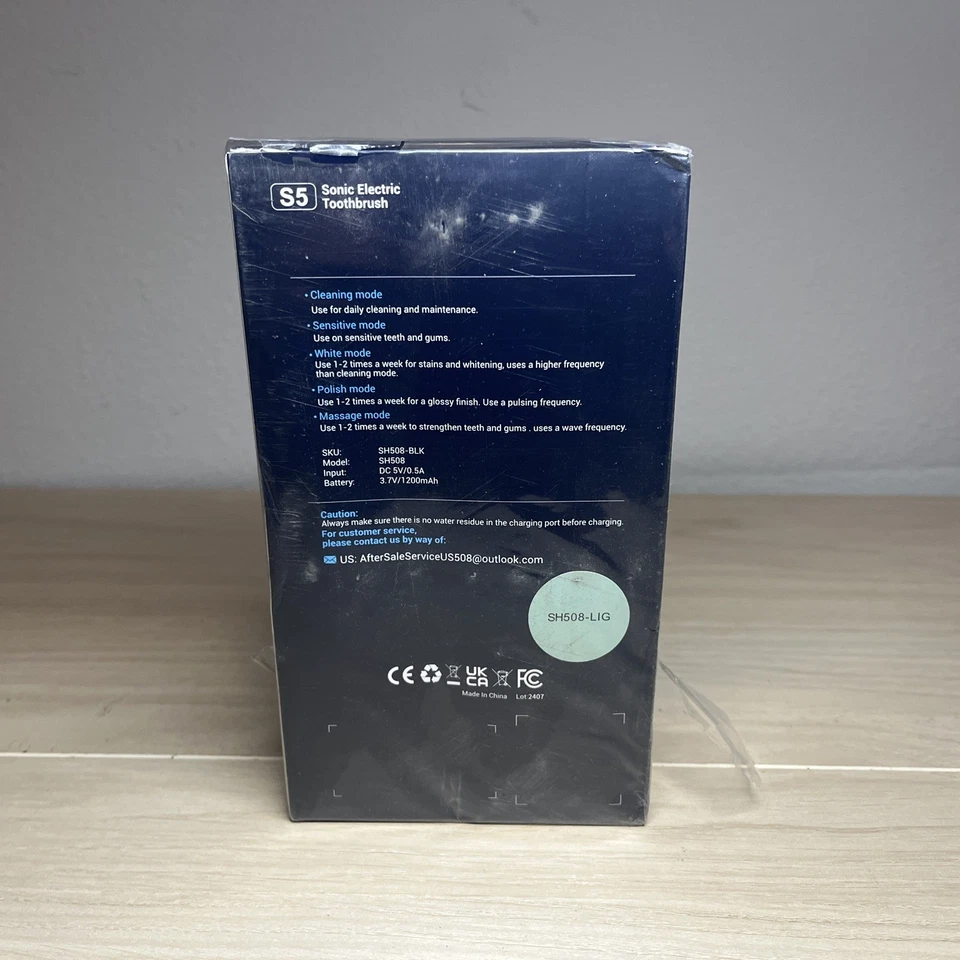 S5 Series Sonic Electric Toothbrush 5 Modes IPX7 2 Min Timer SH508 Black Sealed Foto 2 de 4