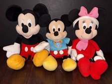 Lot Of 3 Disney Mickey Minnie Mouse Plush Stuffed Animals Cute