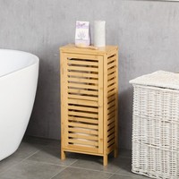 Kleankin Badschrank Badezimmerschrank Beistellschrank Mit LamellentüR, 2 FäChern