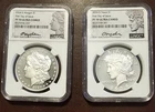 2024 S PROOF SILVER PEACE & MORGAN DOLLAR NGC PF70 FDI DAVID RYDER SIGNED LABELS