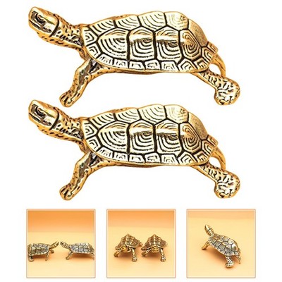 2 Pcs Schildkröte Aus Messing Heimdekoration Schreibtisch-Ornament