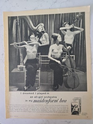 1960 Women's Maidenform Bra All Girl Orchestra Vintage fashion ad 