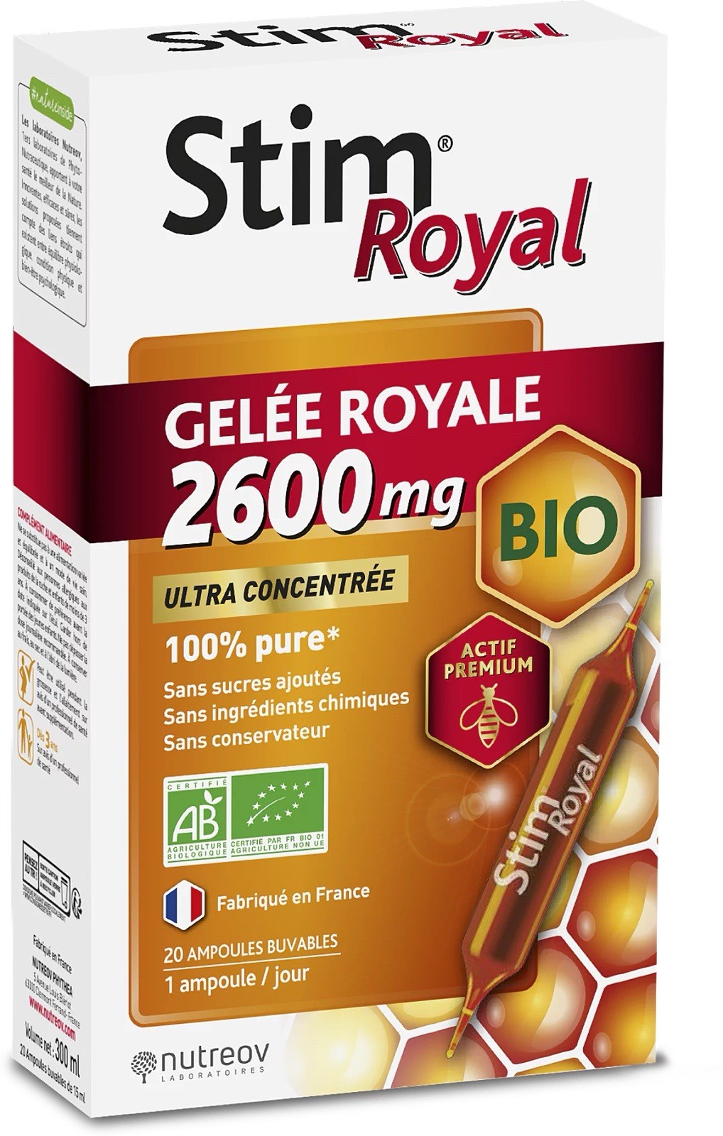 Gelée Royale 2600 mg Nutreov complément alimentaire tonus défense bio