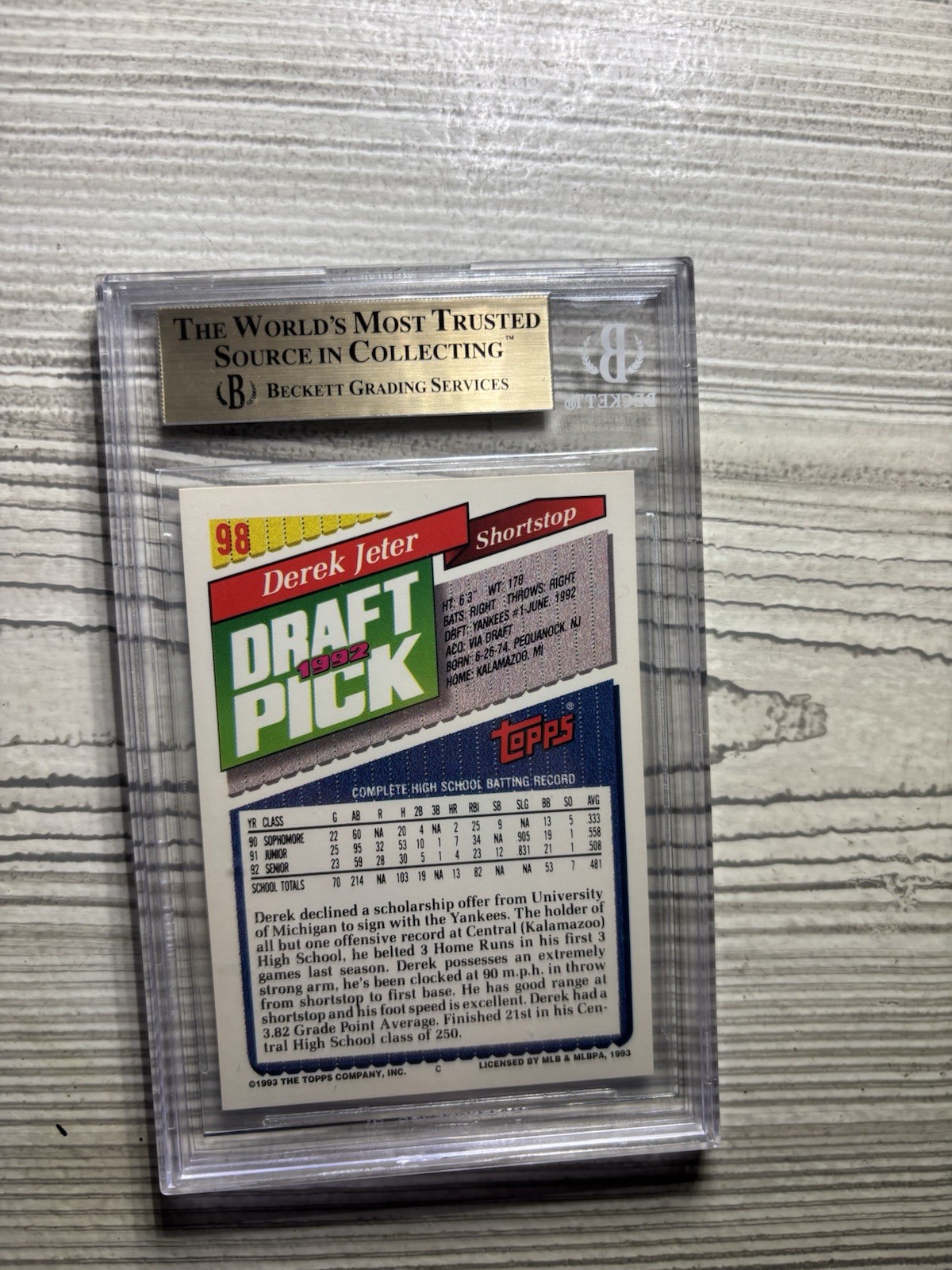1993 Derek Jeter Topps Rookie Bgs 9.5! Check Out My Ebay for more Goats! view 5