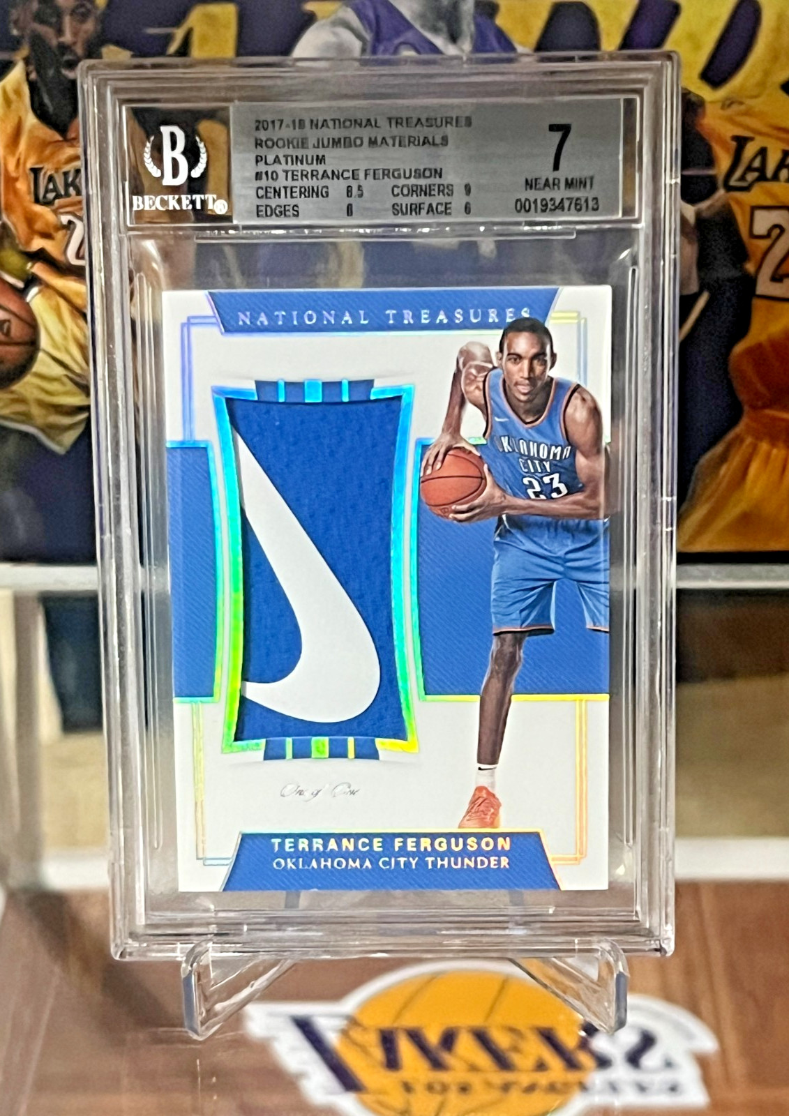 2017-18 National Treasures Terrance Ferguson 1/1 Relic Patch BGS 7 One of One view 2