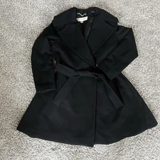 Trina Turk Black Wool Wrap Coat Peacoat Size 8