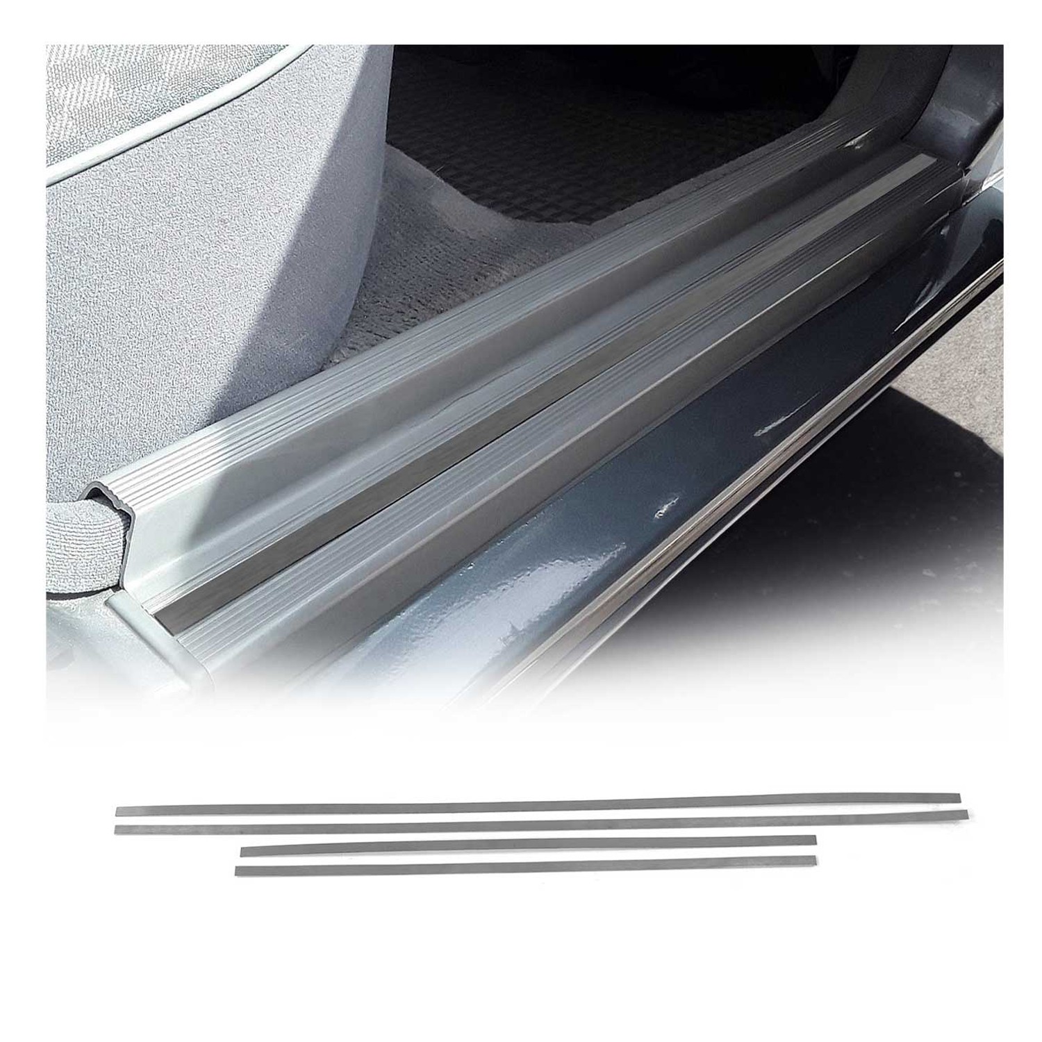 Seuil de porte Mercedes W201 1982-1993 kit 4 pièces inox brossé