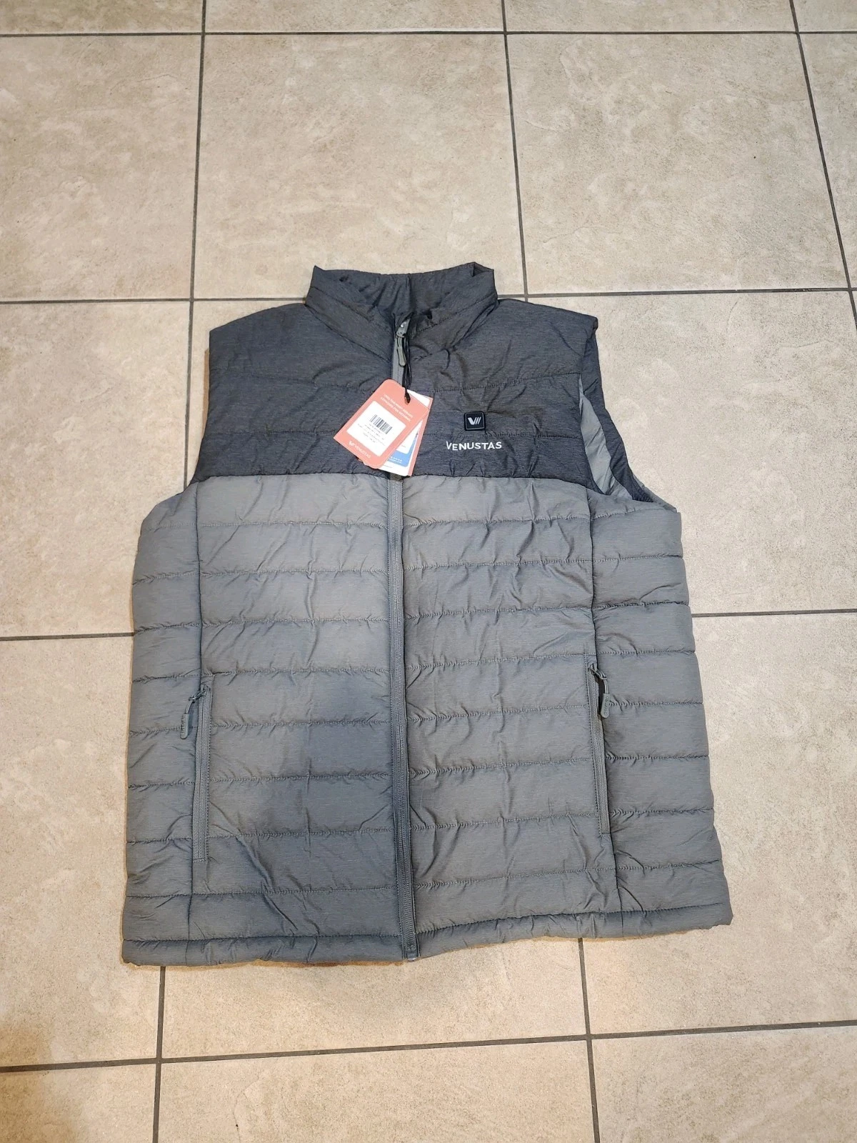 NWT Venustas Heated Puffer Vest Gray Mens Large No Battery image 1