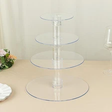 Clear 14" Round 4 Tier Acrylic Cupcake Dessert Display Stand Set Party Home