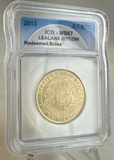 2013 Lea lana Brass 0.1 Bit Coin ICG MS67 -Redeemed-Holo&Key Inc/ Casascius BTCC