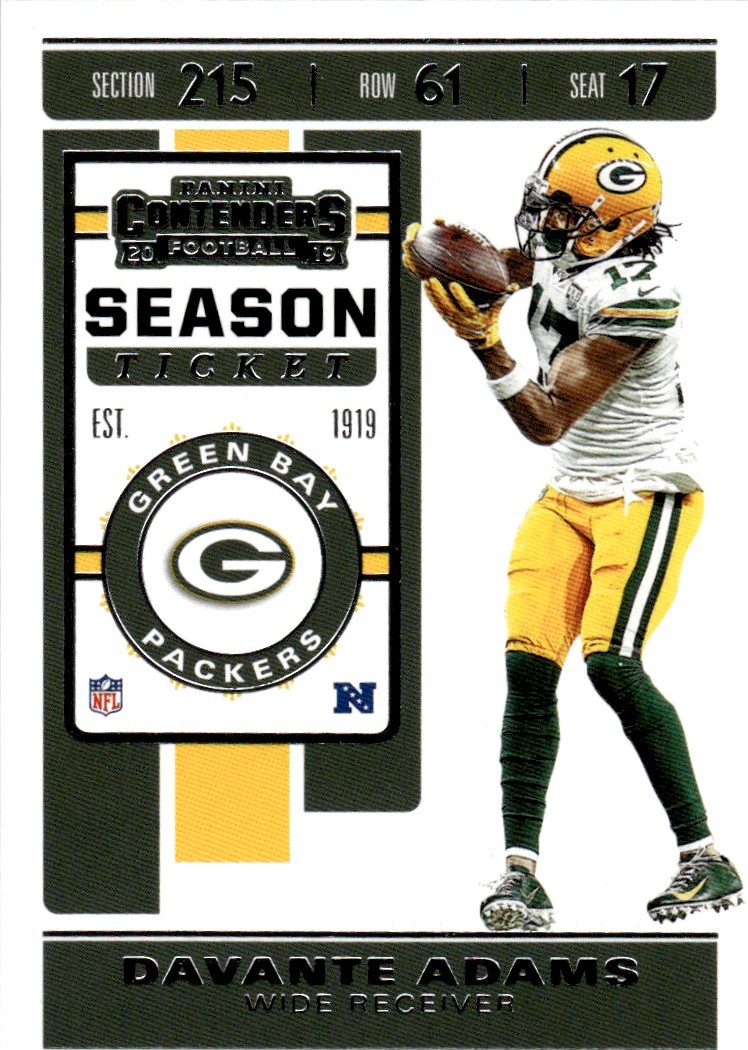 2019 Panini Contenders Season Ticket Red Zone Davante Adams Green Bay Packers