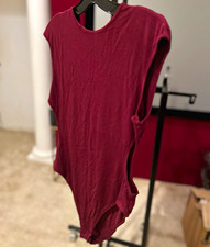 Women's Burgundy Solid One-Piece Sleeveless Bodysuit, One Size Regular