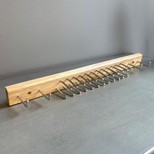 Wood Metal Tie Belt Rack Organizer Necklace Jewelry Display Wall Mounted Holder