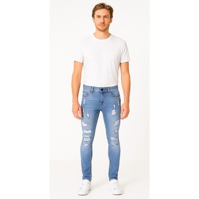 Your Turn Jeans Mens Blue W32 L32 M Skinny Fit Abrasion Denim Casual