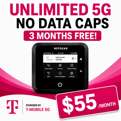 Netgear M6 Pro UNLOCKED 5G Hotspot + 3-Months FREE Unlimited 5G internet