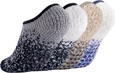 4 Pairs Fuzzy Slipper Socks Womens,Warm Cozy Non-Slip Grips Socks  Fluffy Cozy