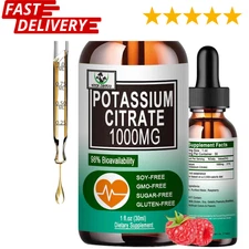 Potassium Citrate Liquid Drops,Potassium Supplement 1000Mg Liquid Support Muscle